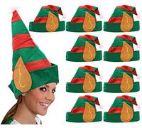 Adult Elf Hats - Felt Elf Hats with Stripes - Novelty Mens Ladies Christmas Novelty Fancy Dress Hat Accessory