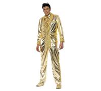 Large Gold Men's Elvis Costume - elvis costume gold mens fancy dress outfit presley adults lame 1950s licensed