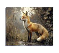 Adult Entertainment Jigsaw Puzzle 500 Pieces Old Painting of Curious Fox Green Letters on The Back Suitable for Beginners to Adapt to Family Education Activities Without Pressure