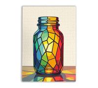 Adult Entertainment Jigsaw Puzzle 500 Pieces Stained Glass Jar Colorful Home Decoration New Upgraded Gifts