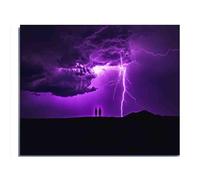 Adult Entertainment Puzzle 1000 Pieces at Sunset,A Purple Lightning Flashes Across The Desert,Illuminating The Large Mural and Living Room. Modern Home Decoration Fun Birthday Gift