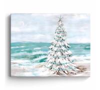 Adult Entertainment Puzzle 1000 Pieces Coast Christmas Nautical Beach Holiday Ocean Style Christmas Tree Beach House Festive Seasonal