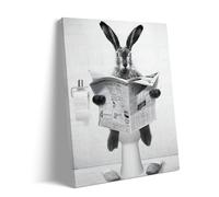 Adult Entertainment Puzzle 500 Pieces Funny Bunny Sitting on Toilet and Reading Newspaper Humorous Animal Theme Unique and Fun Space for Pet Lovers