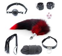 Adult Erotic Anal Sex Toys Separable Metal Anal Plug Fox Tail Accessories for Couples Cosplay Expansion Anus Flirting Sex Shop Four Sets to Choose Red Five Set