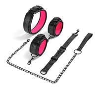 Adult Erotic BDSM Toys Couples Neck to Wrist Bondage Set Reverse Back Handcuffs Couples Sex Toys Slave Role Play Sexy Toys Gay Red One Size