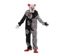 Adult Evil Clown Costume Circus Cosplay Halloween Costume Vintage Men's Bloody Killer Clown Carnival Easter Fancy,1,L