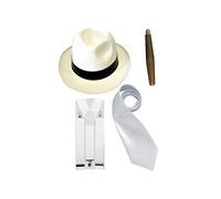 Adult Fancy Dress Gangster 4 Piece Set White