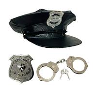 Adult Fancy Dress Police Officer Set - Cop Hat, Handcuffs and Special Police Badge