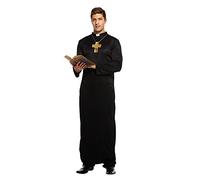 HENBRANDT Adult Men’s Vicar Fancy Dress with Priest Collar Halloween Costume Holy Priest Reverend Costume Stag Night Dress Up Outfit One Size Mens Fancy Dress Costume