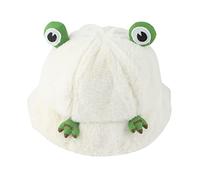 Adult Fashion Winter Hats 2024 Fashion Warm Hats Women Autumn Winter Plush Fisherman Hat Cartoon Frog Warm Flannel Basin Hat Thickened Hat Plaid Hats for Women (White, One Size)