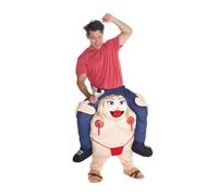 Adult Fat Stripper Piggyback Costume Men`s Ride On Halloween Stag Fancy Dress