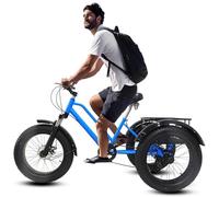 Adult Fat Tire Tricycles with Basket, 20" 3 Wheels Cruise Bicycles, 7 Speed, Carbon Steel Frame, Exercise Men's Women's Tricycles