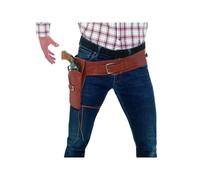 Smiffys Adult Faux Leather Single Holster with Belt, Tan , Cowboys and Indians Fancy Dress, Adult Dress Up Accessories