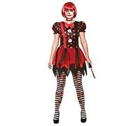 Adult Female Horror ClownHalloween Fancy Dress Costume (Women: 6-8) Black, Red