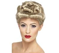 Adult Female WW2 1940s Vintage Pin Up Victory Rolls Fancy Dress Wig