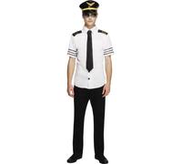 Adult Fever Mile High Outfit & Hat Captain Pilot Fancy Dress Party Costume