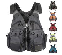 Adult Float Jacket with Pockets, Adjustable Fishing Float Jacket for Kayak Canoe Rafting Water Sport for Men Women under 220lbs(GRAY)
