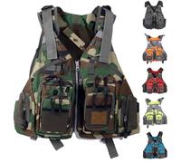Adult Float Jacket with Pockets, Adjustable Float Jacket for Fishing, Water Sports, Universal Fit for Men Women Under 220lbs(ArmyGreen)