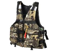 Adult Float Jacket with Whistle, Adjustable Float Jacket for Fishing Kayaking, Water Sports for Men Women Under 220lbs(Camouflage,L)