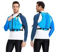 Adult Float Jacket with Zipper and Adjustable Straps, Float Jacket for Fishing Boating Kayaking Surfing(Blue,XXL)
