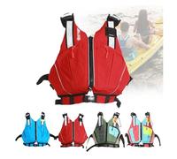 Adult Float Jacket with Zipper Pockets and Whistle, Adjustable Float Jacket for Kayak, Boating, Surfing, Jet Skiing, Water Sports Activities(Red,L/XL)