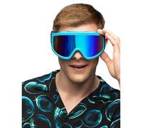 Boland - Ski goggles for costume and party, stylish glasses for festival, carnival or apres ski theme party, neon blue