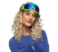 Adult fluorescent green ski goggles