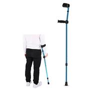 Adult Folding Forearm Crutch with Open Cuff, Blue Portable Adjustable Walking Stick, for Elderly, Disabled and Physically Impaired, 1 Unit