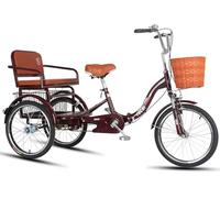 Adult Folding Tricycle with Shock Absorption, Front & Rear Baskets for Convenient Shopping and Errands