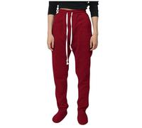 Adult Footed Sweatpants,Extremely Soft and Warm Footing Pajama Pants Sleepwear Solid Pajamas Drawstring Elastic Waisted Trousers with Fleece Lined Red