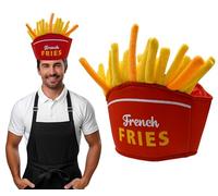 Adult French Fries Food Hat Novelty French Fry Party Halloween Costume Accessory Red/Yellow, Red/Yellow, One size