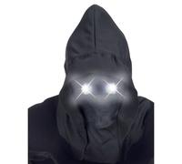 Adult full face mask with hood, invisible face and luminous eyes, white