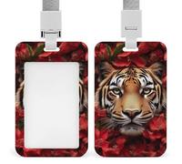 Adult Full Moon Magic Wolf Art Portable ID Badge Holder for Women Men, Multi-Functional Vertical ID Holder with Neck Lanyard for Employees, Workers