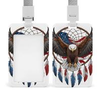 Adult Full Moon Magic Wolf Art Portable ID Badge Holder for Women Men, Multi-Functional Vertical ID Holder with Neck Lanyard for Employees, Workers