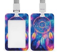 Adult Full Moon Magic Wolf Art Portable ID Badge Holder for Women Men, Multi-Functional Vertical ID Holder with Neck Lanyard for Employees, Workers