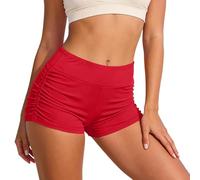 Adult Funky Festival 80's Neon Hot Pants Pool Party Fancy Dress Accessory - Women's Summer Solid Color Pleated Swim Trunks - Womens Swim Shorts Swimsuit Bottoms Elastic Waistband Swims Bottoms