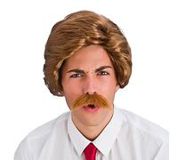 Adult Funny News Guy Fancy Dress Wig & Moustache