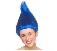 Adult Funny Trolls Ladies Mens Cartoon Wig Pink Blue or Green Fancy Dress