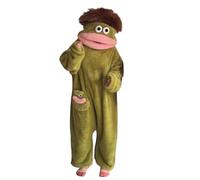 Adult Funny Ugly Fish Onesie Ultra Soft Thick Flannel Hooded One Piece Loungewear Cute 3D Cartoon Animal Design Cozy Sleepwear for Couples Home Party Cosplay Green Blue S-XL (Green L)