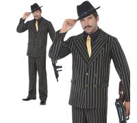 Smiffys Gold Pinstripe Gangster Costume, Black, M - Size 38-40