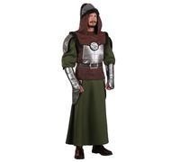 Adult Genghis Khan Costume with Robe, Armor, Helmet, & Gauntlets | Historical Warrior Inspired Halloween Cosplay Outfit Large