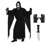 Adult Ghost Face® Classic Costume + Horror Knife + Gloves Halloween Fancy Dress