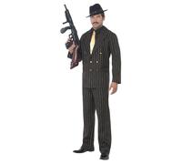 Adult Gold Pin Strip Mafia Zoot Gangster Mob Suit Fancy Dress Costume