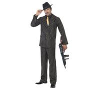 Adult Gold Pin Strip Mafia Zoot Gangster Mob Suit Fancy Dress Costume
