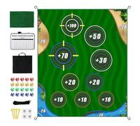 Adult Golf Practice Chipping Mat Design Reusable Adhesive Ball Set Twenty Count Accuracy Training Pad Stable Grip Turf Streamlining Simulation | Home Yard Garage Game Session