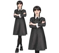 Addams Family Costume Kids Adults Halloween Fancy Dress School Girl Film