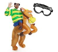 Adult Green and Yellow Jockey Costume - X-Large - Including Jacket + Cap + Goggles + Inflatable Horse - Perfect for Stag Nights, Sporting Events and Other Fancy Dress Events