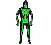 Adult Green Hooded Skeleton Costume Halloween Fancy Dress Outfit