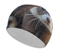 Adult Hairy Ferret Swim Cap Unisex High Elasticity Swimming Cap Non-Slip Recreational Training Cap Suitable for Long Short Thick Curly Hair African Dreadlocks