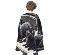 Adult Halloween Capes Vampire Cape Witch Cloak Wizard Robe for Women Men | Superhero Cape Reversible Cloak Black Cats Lying on The Piano Keyboard Dress Up Capes for Halloween Cosplay Costumes
